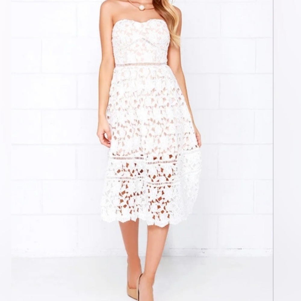 Just Me White Lace Midi Dress - Picture 4 of 6